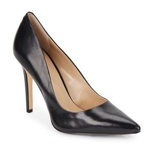 Cathy Black Leather Pointed Pumps